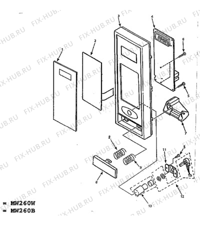 Взрыв-схема микроволновой печи Tricity Bendix MW260W - Схема узла Oven body